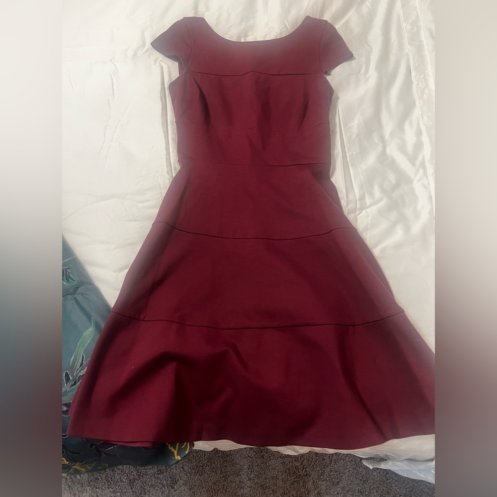 Women’s burgundy banana republic a line ponte dress size 00p preloved